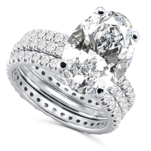 Pompeii 5 1/2Ct Oval Diamond Engagement Eternity Wedding Ring Set White Gold Lab Grown (G/H,VS1)4