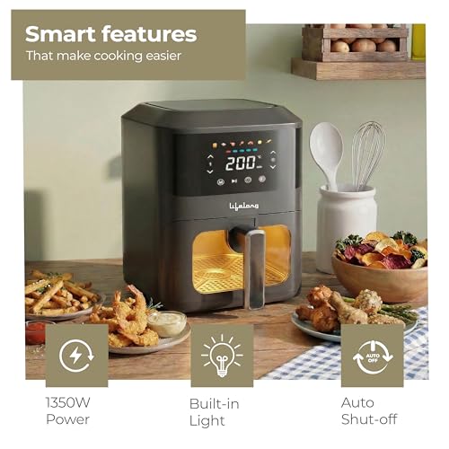 Image of Lifelong 4.2L Air Fryer for Healthy Cooking | 1350W | 7 Presets with Defrost | Low Oil Cooking with 360 Rapid Air Technology | LED Touch Panel with Countdown Marking | Easy Clean Kitchen Appliance