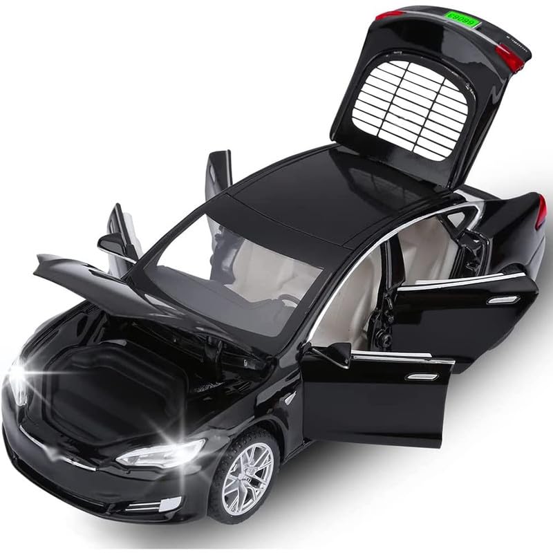 Image of Kids Model 1:32 Tela S Die Cast Metal Car Pull Back Action Opening Doors with Realistic Engine Sound Lights Toy Car Gift for Boys - Multi
