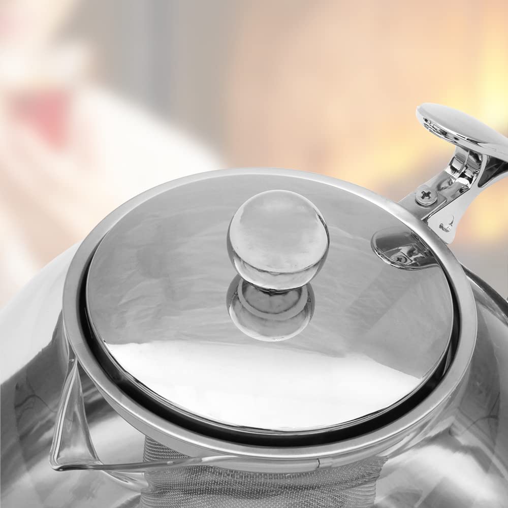 Monzana Teiera in Vetro con Infusore Rimovibile 1,2L Acciaio Inox Resistente al Calore The Tisane