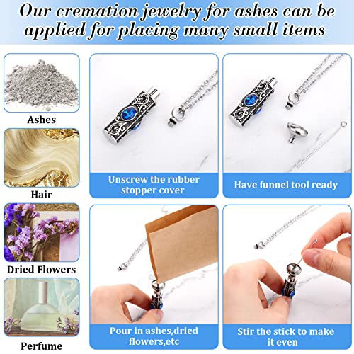 Jexine 10 Pcs Urn Necklace For Ashes Cremation Jewelry Wings Tear Drop Cross Crystal Ashes Necklace Stainless Steel Zircon Memorial Locket Vertical Bar Heart Waterproof Keepsake For Men4