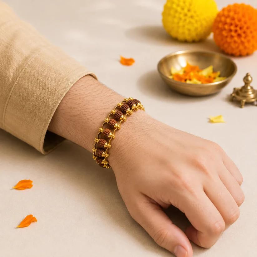 Image of Natural Rudraksha Beaded Bracelet for Men & Women | Spiritual Prosperity & Positive Energy Accessory