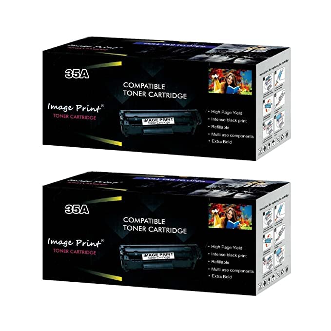 Image Print 35A/ CB435A Toner Cartridge Compatible with HP Laserjet P1005, P1002, P1003, P1004, P1005, P1006 Printers (Pack of 2)
