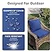 PatioGlow Outdoor Chair Cushions 19 x 19 x 3 Inch, Waterproof & Fade Resistant Patio Seat Cushion for Furniture with Handle and Ties, Thick Seating Pads for Outside Sofa Couch Set of 2, Blue