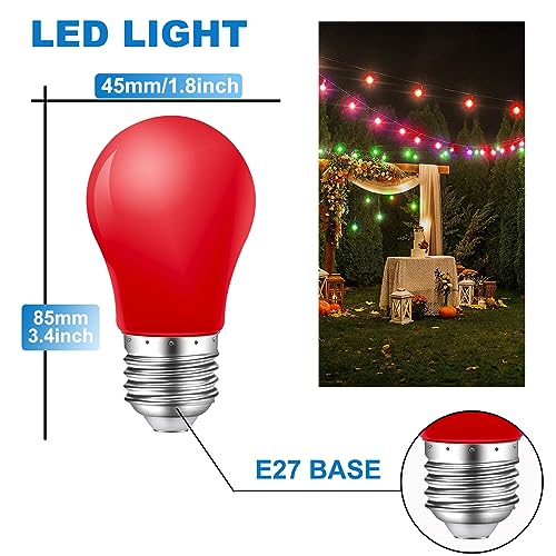 MZYOYO E27 Coloured Light Bulb,Edison Screw 2W Colour LED Light Bulbs,10 Watt Equivalent,for Fairy Lights Party Christmas Holiday,Red Yellow Blue Green Orange Pink Purple,AC230V,Pack of 14 - Image 2