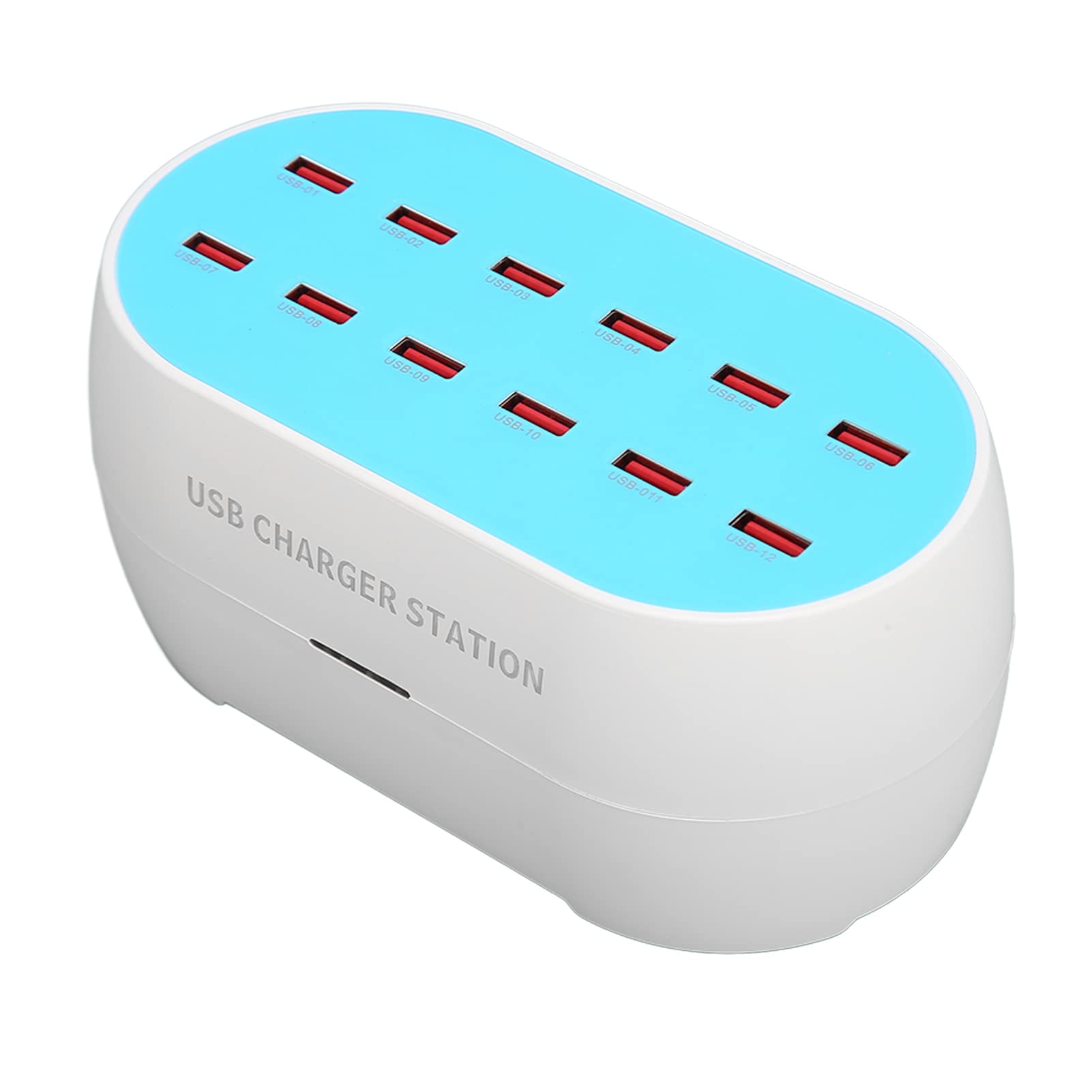Caricabatterie USB, 120 W 12 Porte Controllo Corrente Stabile in Tempo Reale Carica Rapida 100‑240 V Stazione di Ricarica USB per Telefono per Casa (Spina UE)