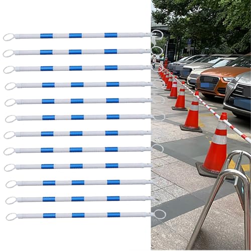 Barres de signalisation rétractables de 2m en PVC pour chantiers et parkings | Lot de 12