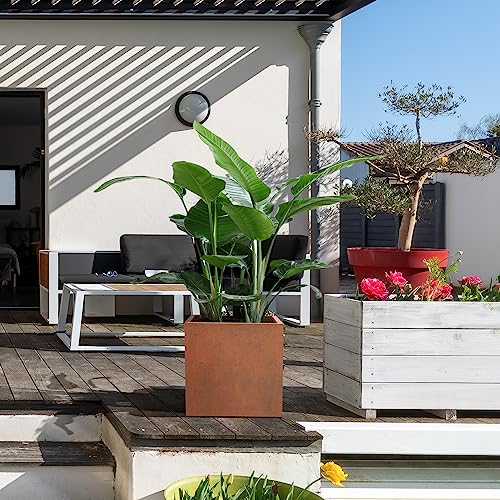 Elevens Corten Steel Planter Box, Large Planters For Outdoor Plants Tall Planter Box Garden Steel Planter Pot For Patio, Deck And Backyard, Brown 20 * 20 * 20" #TOP1