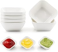 DRAONGYE Ultra-Strong 3oz Ceramic Dip Bowls Set, 6 Pack Stackable Soy Sauce Ketchup Condiment Servers for BBQ Parties