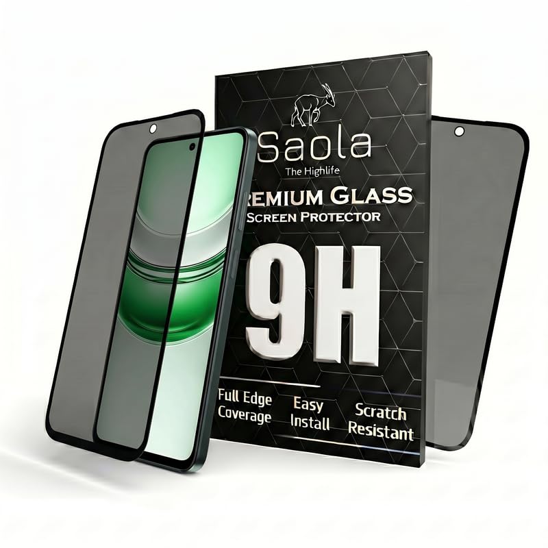 Image of Saola Ultra Privacy Tempered Glass For Realme C75 5G (PACK OF 1) with Free Installation Kit. Full screen Coverage. Free Replacement If Received Damaged - 6.67 inch