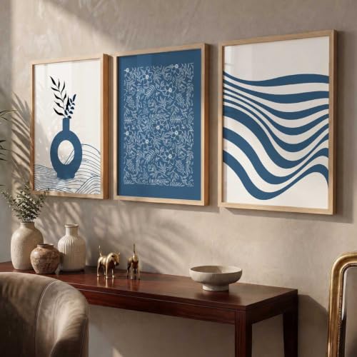 Image of HOTHOUSE Boho Painting Home Decorative Wall Art poster With Frame For Living Room Hotel Wall Decor Digital Reprint Set of 3 (13X17 inch)