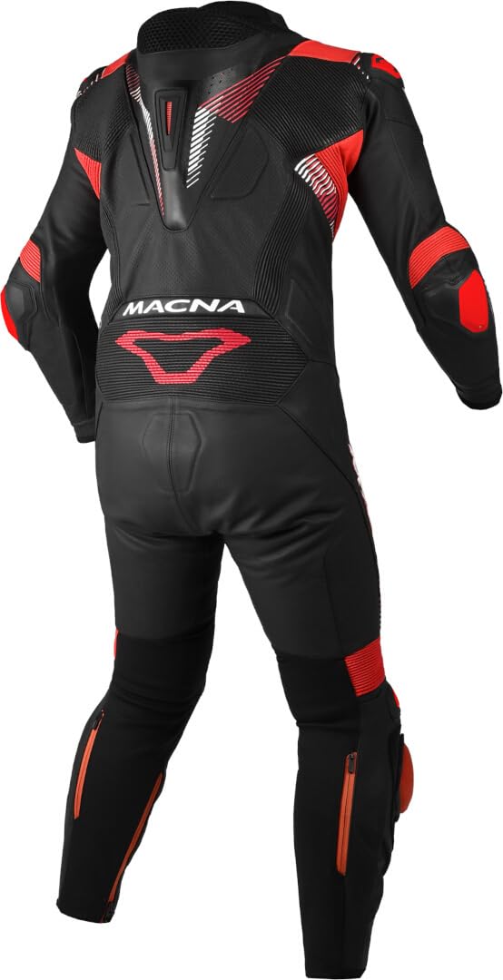 Macna Armadyl 1pc Suits Pelle, Nero/Rosso, 48 Unisex-Adulto