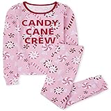 The Children's Place Kids' Holiday 2 Piece Snug Fit Cotton Pajamas, Candy Cane Crew, 5