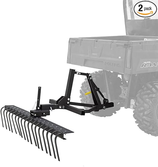 Black Widow ATV and UTV 3-Point Attachment System Kit with Rake for Leveling Landscaping Food Plots