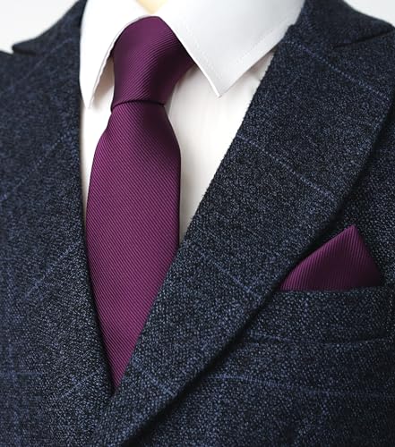 Image of Boy's Solid Tie with Pocket Square Set, Regular Necktie for Children and Kids, Self-Tied