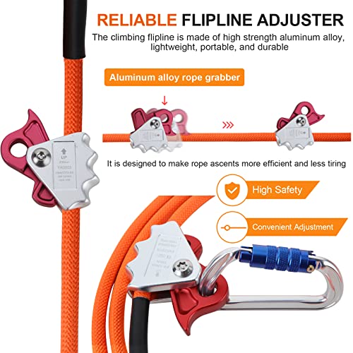 Flip Line Steel Wire Core Flipline Rope Kit 5/8" X12 Ft With Triple Lock Carabiner Adjuster Steel Swivel Snap Better Grab Low Stretch Cut Resistant For Fall Protection Arborist Tree Climbers Equipment #TOP4