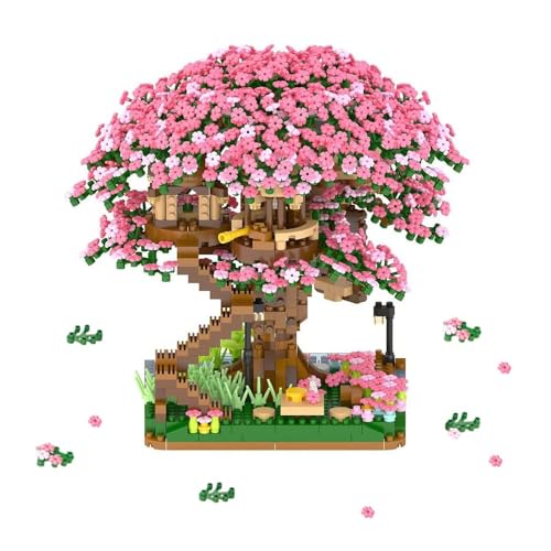 AEUZWR Blumenstrauß Bausteine, 2028 Teile Sakura Baum Bausteine, Blumen Bausteine, Bausteine Blumen, Pflanzen Kollektion Deko Bausatz, Geburtstagsgeschenk, für Kinder Mädchen Jungs im Alter von 6-12+