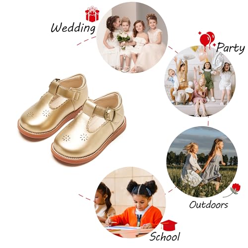 Image of PHIRAMIN Toddler Flower Girl Dress Shoes - Little Girl Mary Janes Flats Wedding