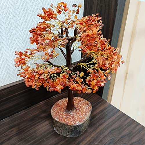 Image of Red Carnelian Stone Tree for Office Decor 1000 Beads | Antique Gemstone Bonsai Money Tree for Healing Vastu | Festival Gifts & Showcases