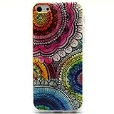 Jaholan Colorful Totem Flower Clear Bumper TPU Soft Case Rubber Silicone Skin Cover for iphone 5c