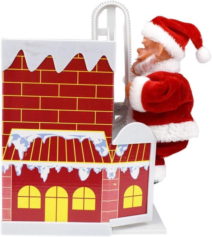 Santa Claus Climbing Ladder Chimneys Santa Claus Christmas Ornament Xmas Tree Decorations Climbs Up and Down Climber Santa Claus Musical Climbing Xmas Ornament Christmas Figure Pendeant