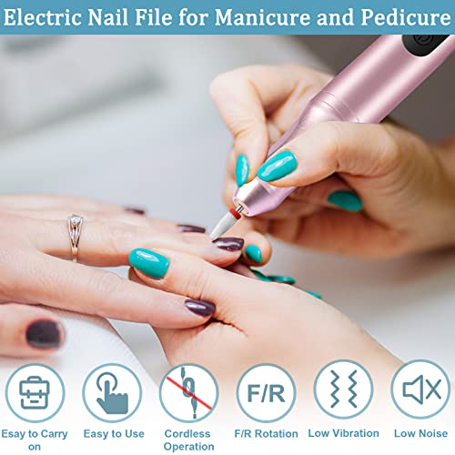 Anrui Cordless Nail Drill, Electric Nail Drill For Acrylic Gel Nails, Professional Electric Manicure & Pedicure Set, Nail Drill Machine With Metal & Ceramic Drill Bits - Rosegold #TOP2