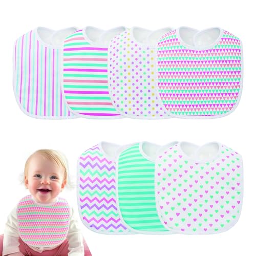 Pack of 7,Baby Bibs,Unisex,Soft and Absorbent,Adjustable,Easy to Use