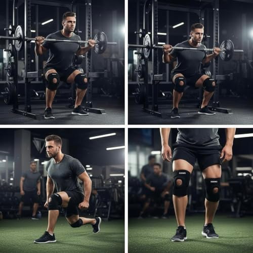 Image of Amazon Brand - Solimo Open Patella Support for Arthritis, Ligament Strain, Joint Comfort & Everyday Stability | Adjustable Compression Knee Wear for Men & Women Universal