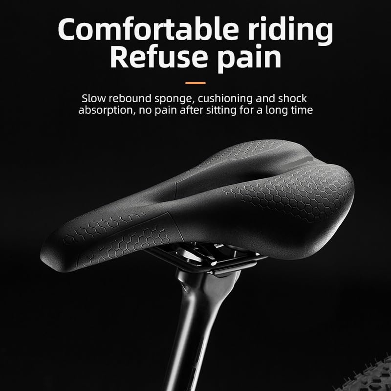 Sillin MTB Sillín de Bicicleta con absorción Impactos, Asiento Carreras, Transpirable, Hueco, Espuma Resistente a la Lluvia