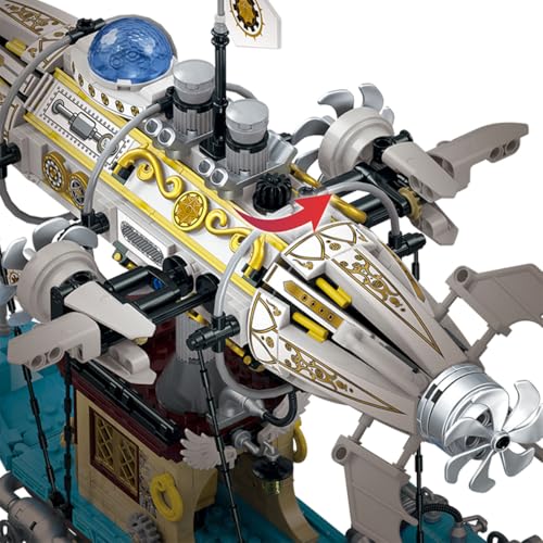 Spaceship Set Steampunk Airship Building Blocks Set(1256PCS)-Building Set Model Toys Gifts for Kid and Adult,Interesting Gifts for Spaceship and Warship Enthusiasts