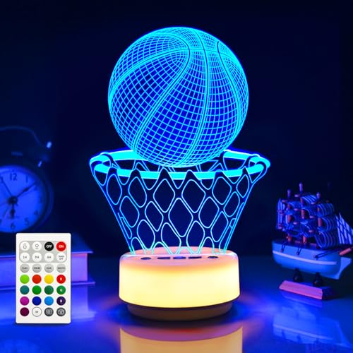 KYMELLIE Basketball Gifts Basketball Night Light for Boys, 14 Colors Changing Cool Bedroom Sports...