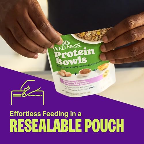 Wellness Protein Bowls Adult Wet Dog Food, Fresh Alternative, Wholesome Grains, Natural, Duck, Sweet Potato, and Cranberries Recipe, 6.2 oz, Pack of 6 Pouches - image 4
