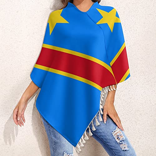 Calculay Fringe Scarf Shawl, Perfect for Events, Parties, Weddings, Beach Trips, Birthday Gifts Congo (DRC) Flag4