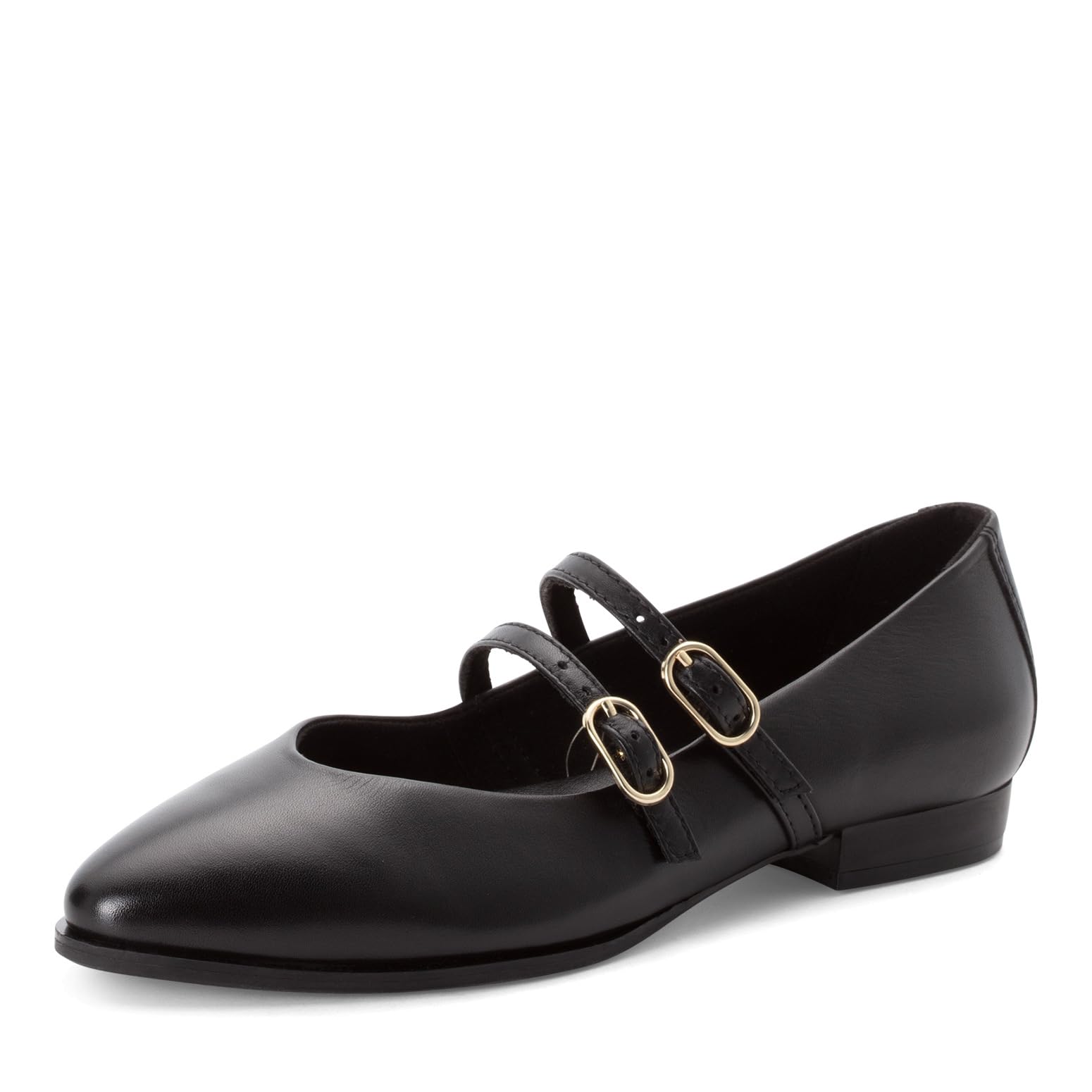 MARCO TOZZI Women Ballerinas Soft Feel Me Footbed Leather Soft Lining Pointed, Black (Black), 5.5 UK