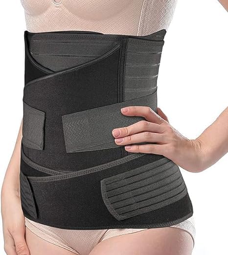 SpadeAces Neoprene 3 In 1 Postpartum Belly Band Post Pregnancy Abdominal Belt For Women After Birth Belly/Waist/Pelvis Wrap Postnatal Shapewear (Free Size) (BLACK)-image-34