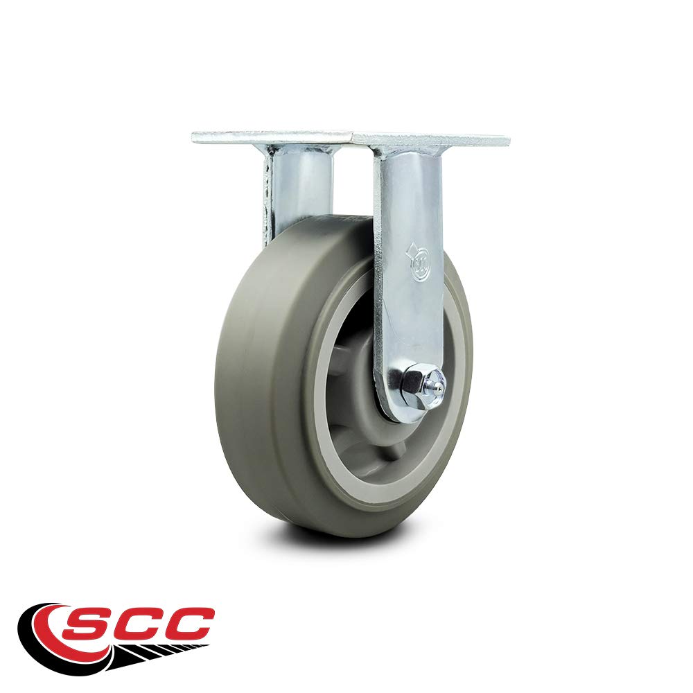 Thermoplastic Rubber Flat Tread Rigid Top Plate Heavy Duty Caster with 6 Inch Wheel – 500 lbs. Capacity/Caster - Service Caster Brand