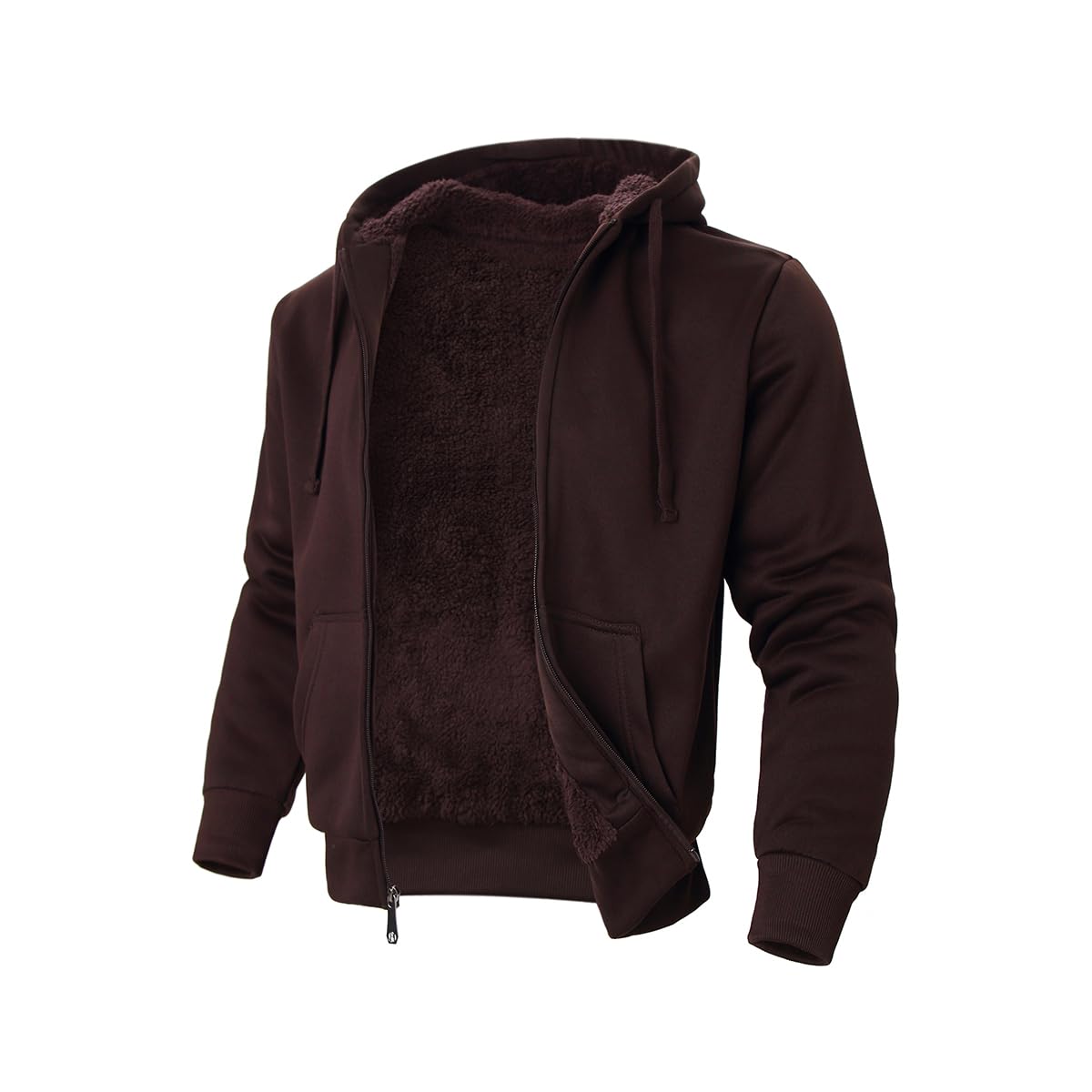 TanBridge Sherpa Fleece Lined Hoodie Big and Tall Plaid Flannel Jacket Winter Coats for Men Zip Up Winter Warm Sweatshirts