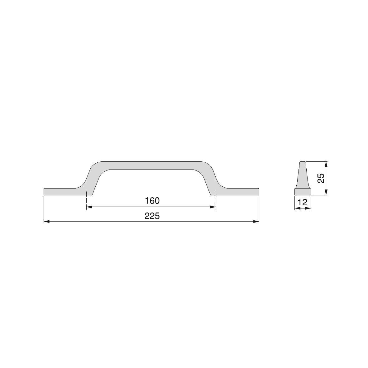 EMUCA - Tirador para muebles, tirador para cajón, Intereje 160mm, L 225mm, Aluminio, Gris oscuro, Set de 25