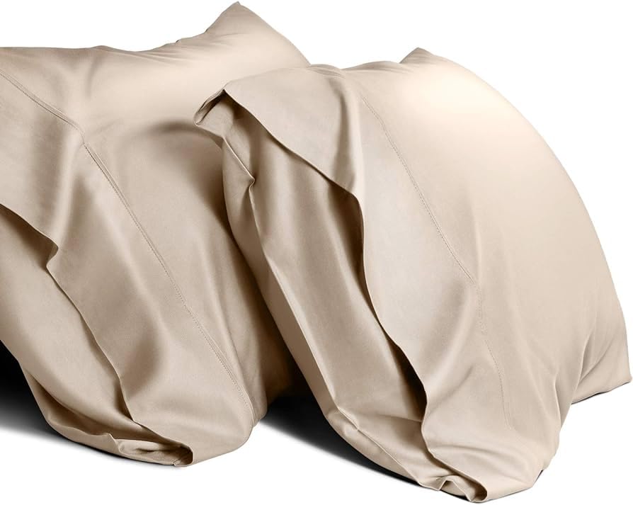 Waterlily 100% Bamboo Lyocell Pillow Cases Pack of 2 Pillowcase for Hair and Skin Envelope Set 50x75 Natural Organic Soft Vegan Silk Luxury Bedding (Beige Champagne)