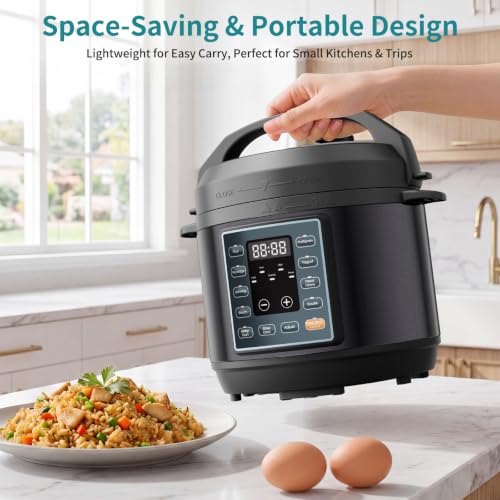 Image of OLIXIS 10-In-1 Electric Pressure Cooker, 3 Quart Multi Cooker for Rice, Stew and Steam, Small Programmable Stainless Steel Pot with Slow Cook Function and Ceramic Inner Pot