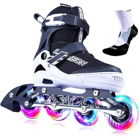 PAPAISON Adjustable Inline Skates for Kids and Adults with Full Light Up Wheels, Outdoor Roller Skates for Girls and Boys, Men and Women Cover