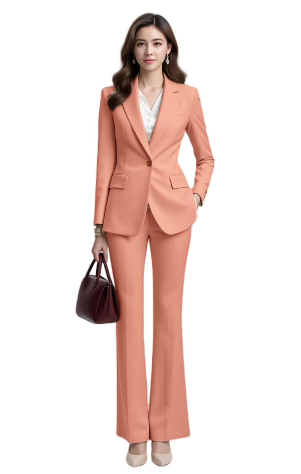 Womens Business Tuxedo Suits Blazer Pants Set for Work Wedding Guest