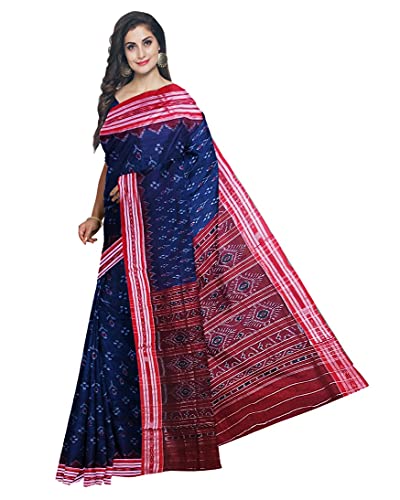 Image of Ikat Women Cotton Saree, Handmade Pure Cotton Khandua Saree, Ikkat Orissa Traditional Handloom Saree Without Blouse 45