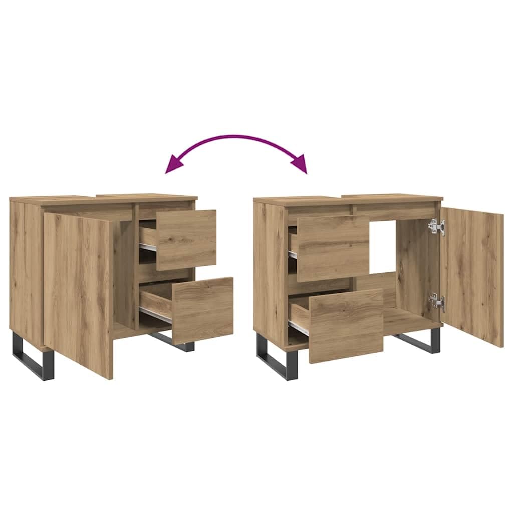 Mueble de Lavabo Madera de ingeniería Roble Artisan 65x33x60 cm,Mobiliario,Muebles de baño,18.05kg-857230