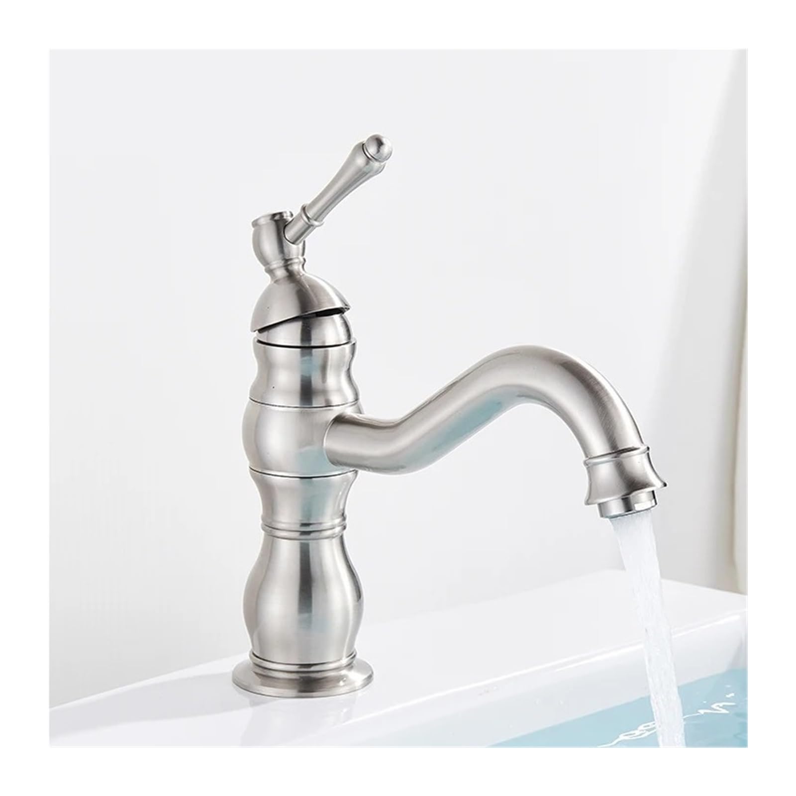 Grifo mezclador de agua fría y caliente monomando con acabado de latón antiguo