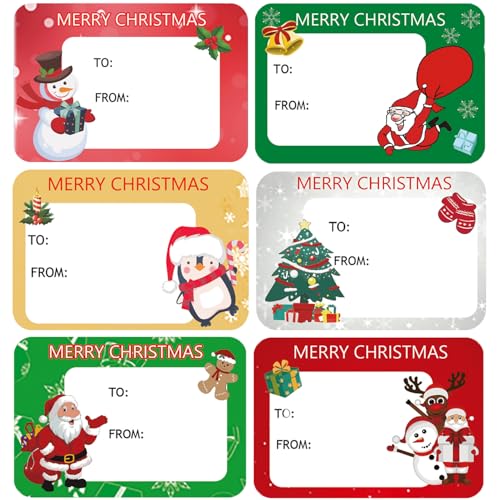 120Pack Christmas Labels Stickers 65 x 45mm Christmas Name Gift Labels