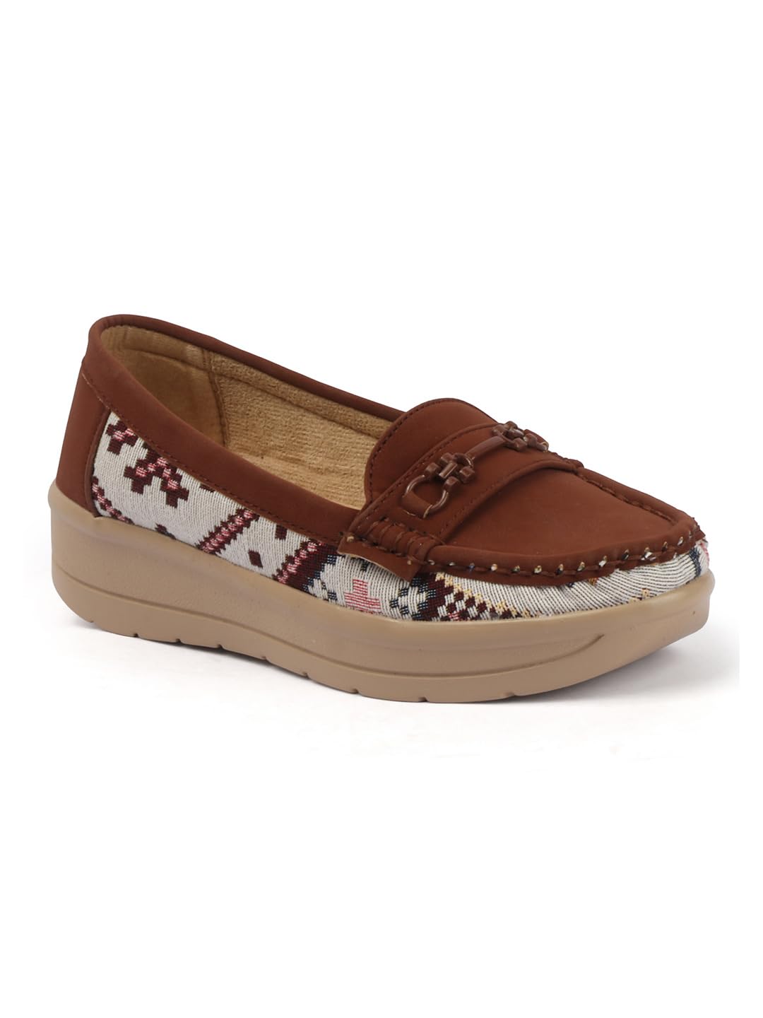 sneakersvilla Women’s Printed Wedge Loafers with Cushioned Insole, Slip-On Comfortable Casual and Office Wear Stylish Shoes-picture-31