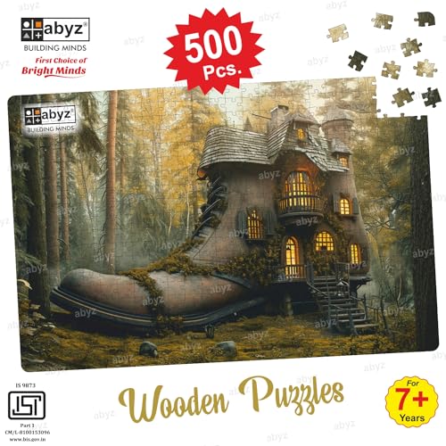 Image of ABYZ Wooden Jigsaw Fantasy House Puzzle with 500-Pieces Play and Learn Educational Puzzle for Kids and Children aged7+ and Adults Toy for Improving Memory & Problem Solving