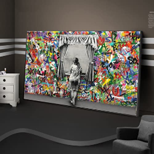 Toile peintures affiches et gravures graffiti art fille décoration intérieure chambre 40x80