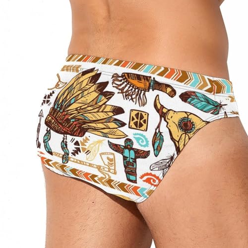 Native Americans Mens Swim Briefs Quick Dry Swimming Trunks Training Swimsuit Low Rise Swimwear3